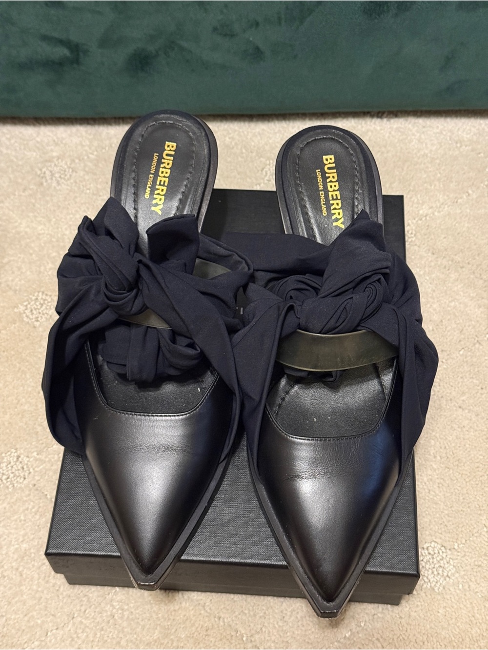 Burberry Tillington leather and scarf tie mules - Picture 1 of 3
